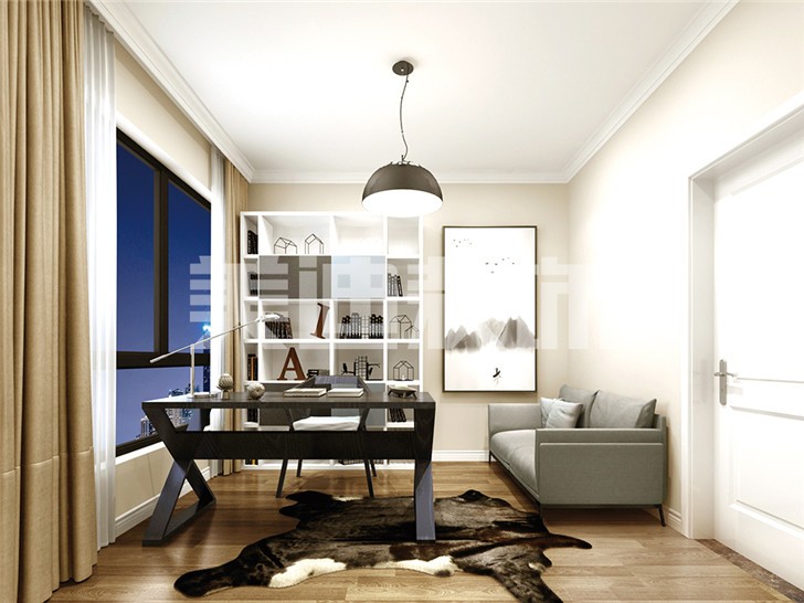 長(zhǎng)沙中建信和城115平裝修案例-書房