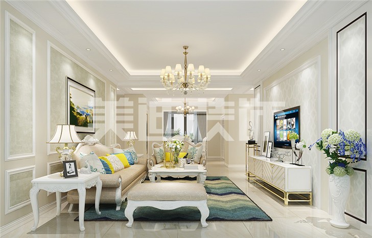 長沙120平歐式裝修案例-客廳