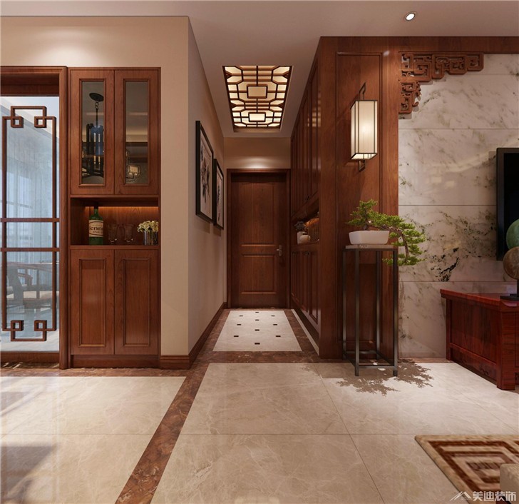長(zhǎng)沙陽(yáng)光麗城中式裝修案例-玄關(guān)