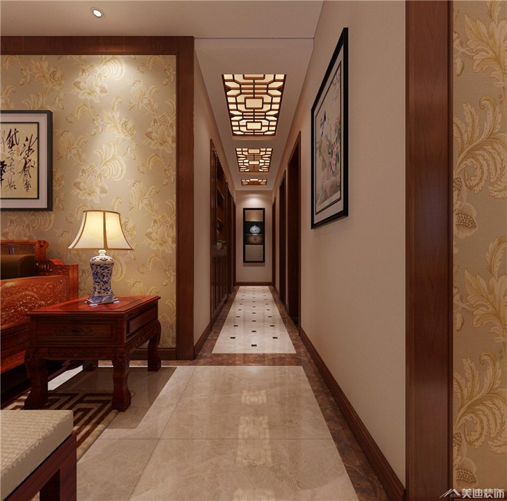 長(zhǎng)沙陽(yáng)光麗城中式裝修案例-過(guò)道