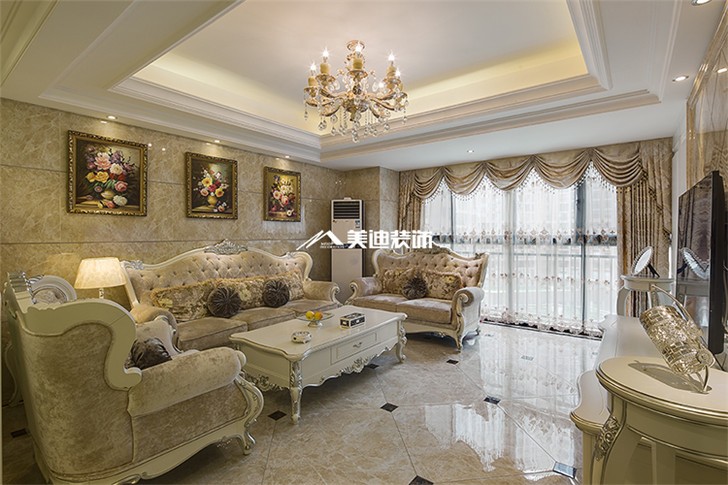 長沙萬博匯140平修案例-客廳