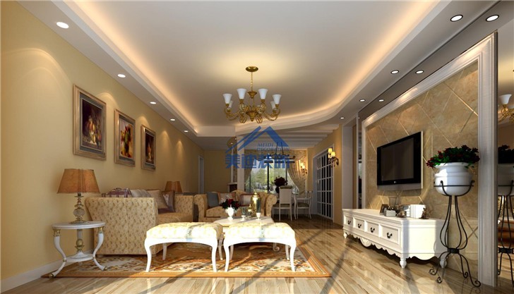 長沙麓山和苑121平米現(xiàn)代裝修案例圖-客廳