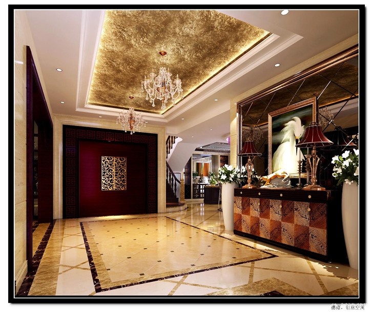 碧桂園別墅新中式案例-過道