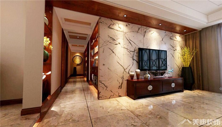 海洋半島新中式裝修案例-客廳