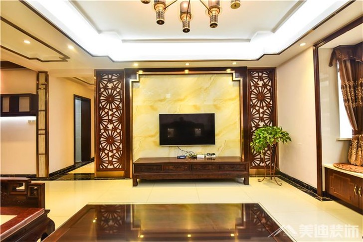 山水熙園中式風(fēng)裝修案例-客廳