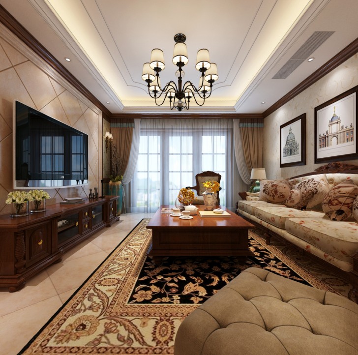 長(zhǎng)沙湘江世紀(jì)城美式鄉(xiāng)村風(fēng)案例-客廳