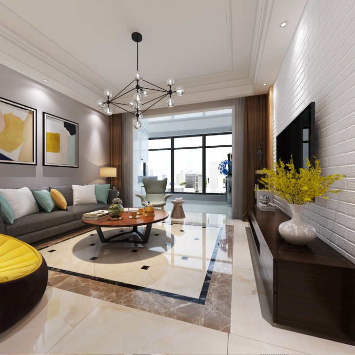 長(zhǎng)沙湘江世紀(jì)城融江苑現(xiàn)代風(fēng)案例-客廳