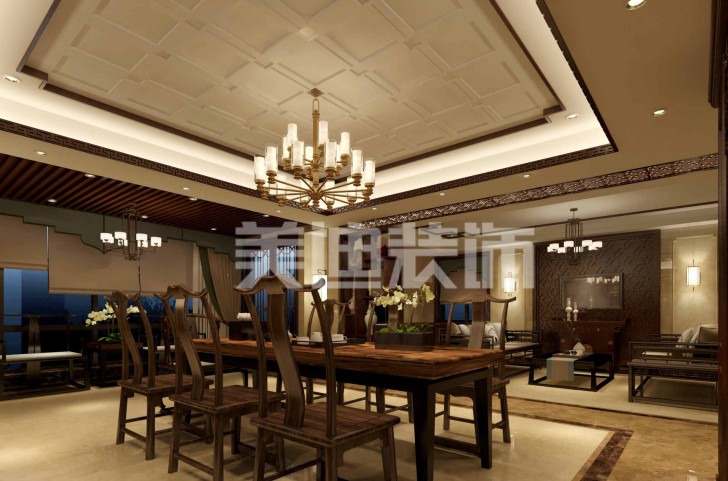 水映加州新中式裝修效果圖— 一樓休閑廳