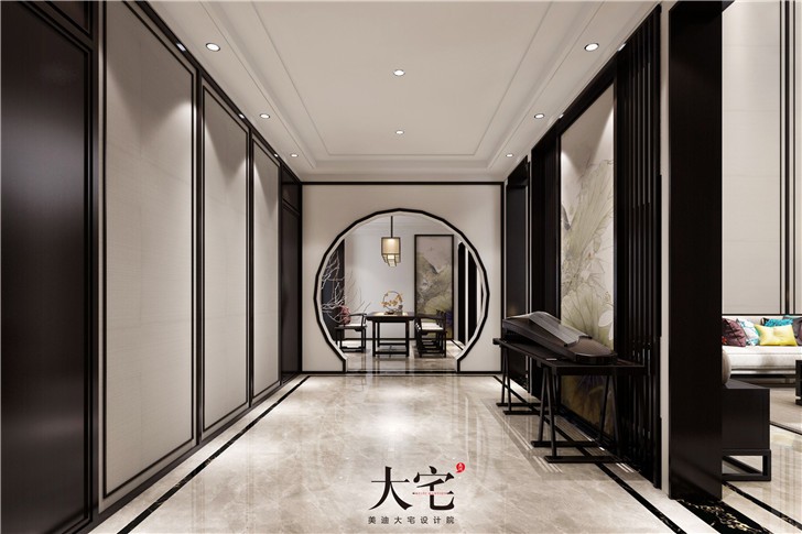 天麓尚層250平別墅東方雅韻風(fēng)裝修案例圖—門廳