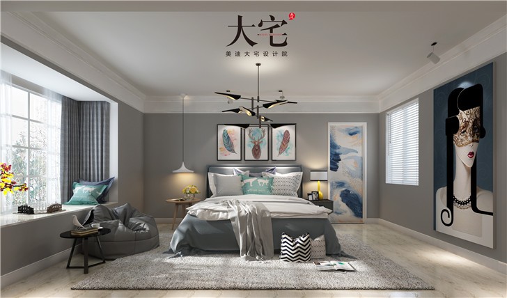 天麓尚層250平別墅東方雅韻風(fēng)裝修案例圖—小孩房