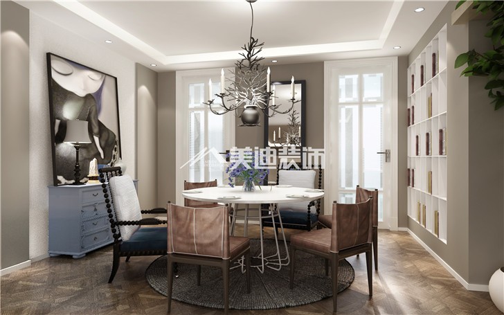 湘熙水郡清新北歐風(fēng)裝修案例圖—餐廳