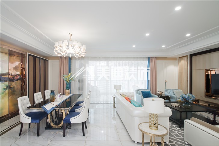 保利國際新奢古典風(fēng)裝修案例圖—客餐廳