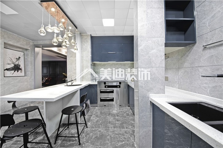 北辰定江洋現(xiàn)代雅痞風(fēng)裝修案例圖—廚房