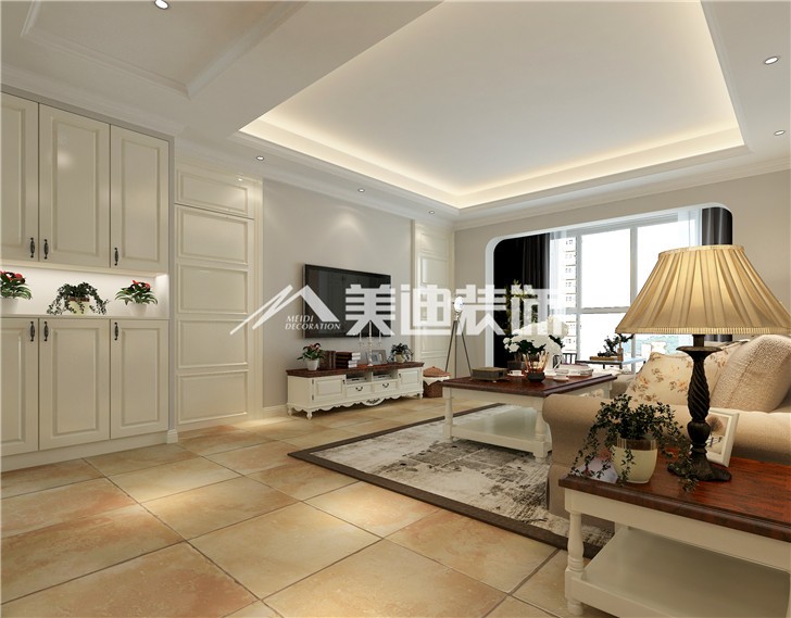 山水英倫簡歐風(fēng)裝修案例圖—客廳