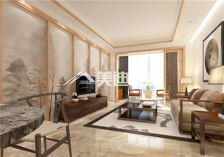 輝煌國(guó)際新中式風(fēng)裝修案例圖—客廳