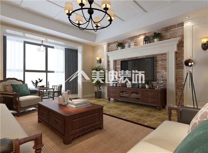 錦繡世紀(jì)美式風(fēng)裝修案例圖—客廳