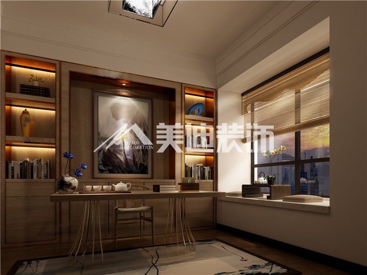 華潤(rùn)橡樹灣新中式案例裝修圖—書房