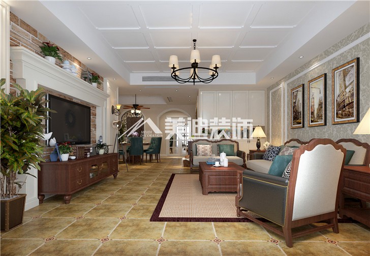 錦繡世紀(jì)美式風(fēng)裝修案例圖—客餐廳