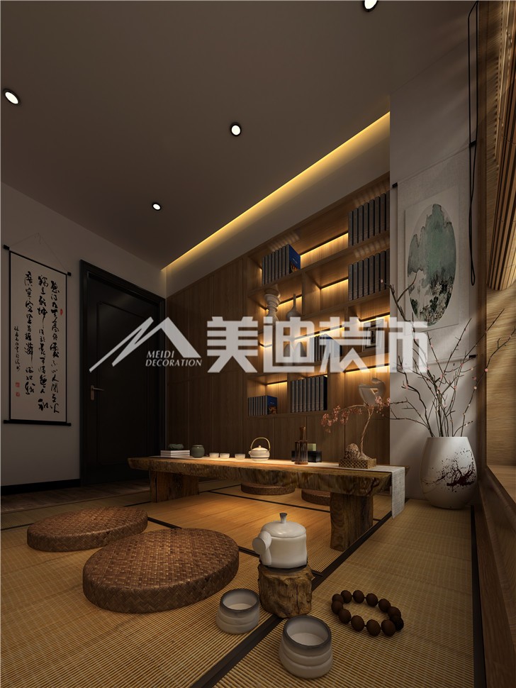 華潤(rùn)橡樹灣新中式案例裝修圖—茶室
