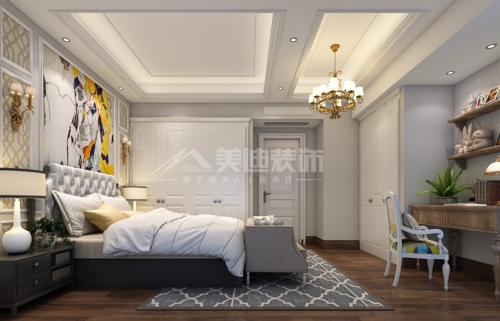 龍湖湘風(fēng)原著300平簡歐裝修案例圖—客房