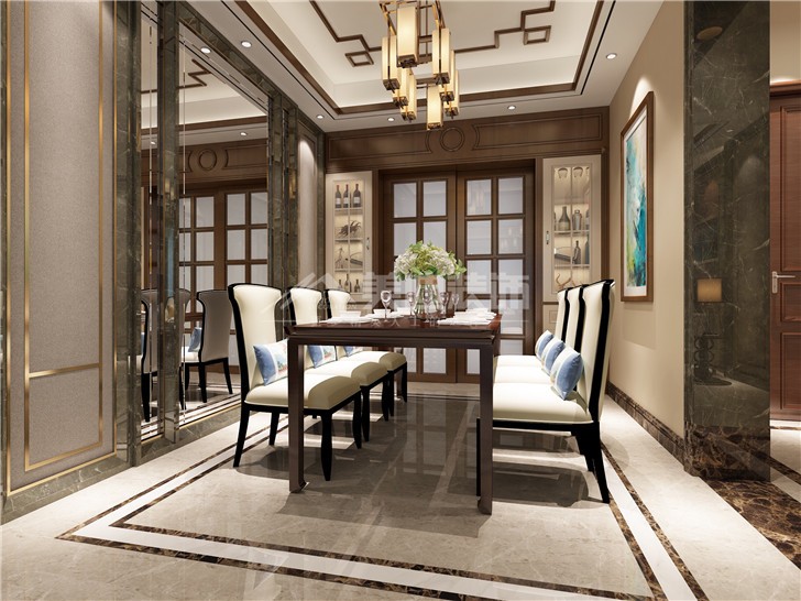 江山壹號(hào)簡(jiǎn)歐風(fēng)裝修案例圖—餐廳