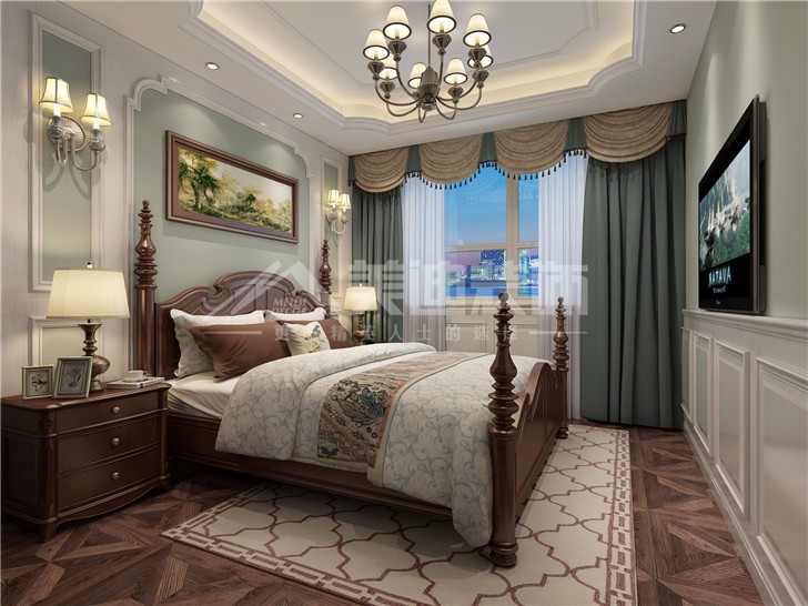 保利西海岸簡歐風裝修案例圖—臥室