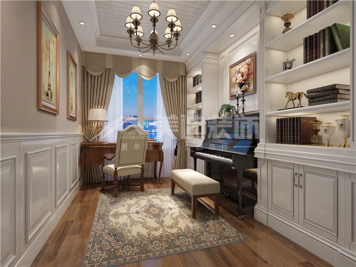 保利西海岸簡歐風裝修案例圖—書房