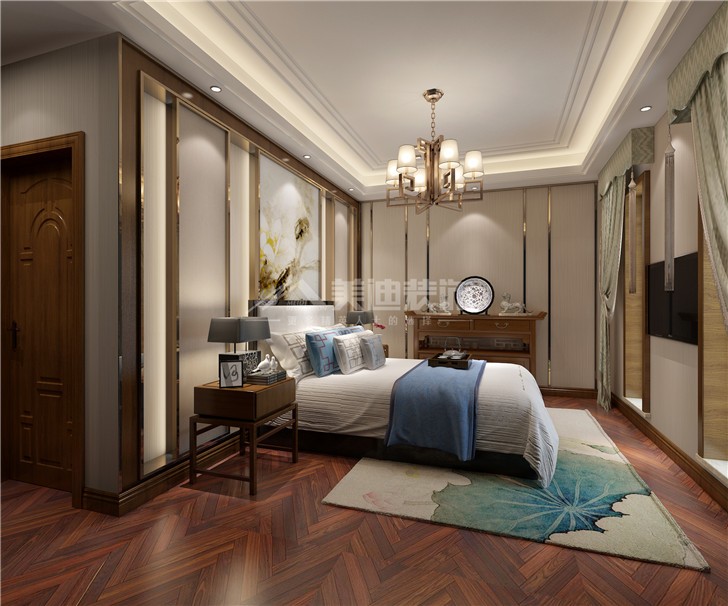 早安星城新中式風(fēng)裝修案例圖—主臥