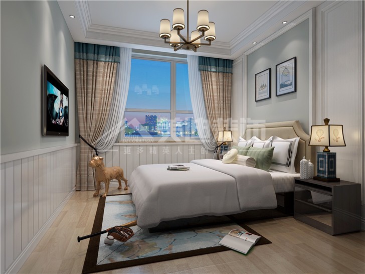 保利西海岸簡歐風裝修案例圖—臥室