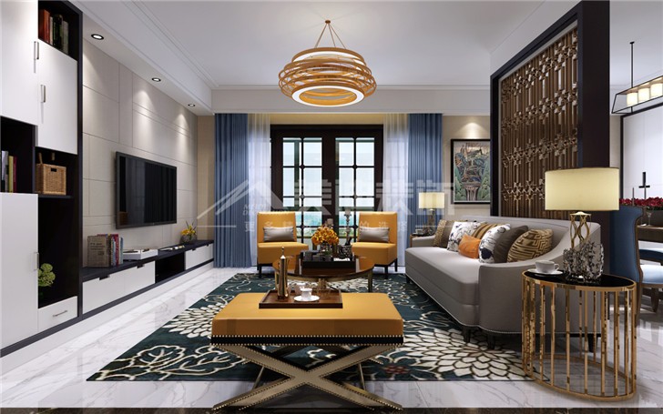 榮悅臺新奢古典風裝修案例圖—客廳