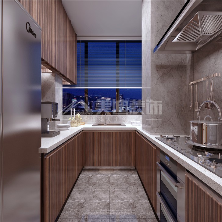 北辰中央公園輕奢港式風(fēng)裝修案例圖—廚房