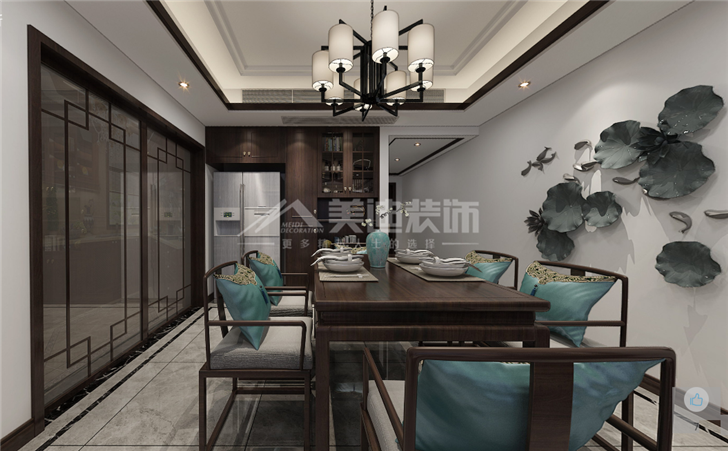 天一康園170平中式風(fēng)裝修案例圖—餐廳