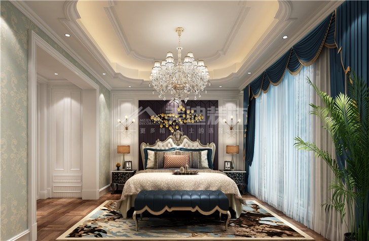 定江洋285平歐式風裝修案例圖—主臥