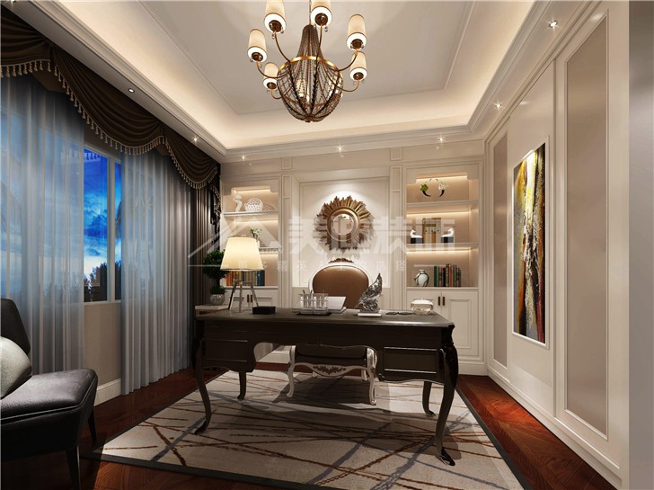 定江洋285平歐式風裝修案例圖—書房