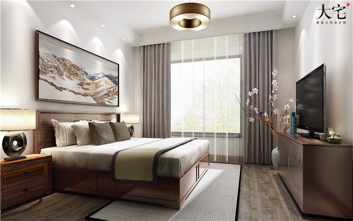 江山一號(hào)190平新中式風(fēng)裝修案例圖—臥室