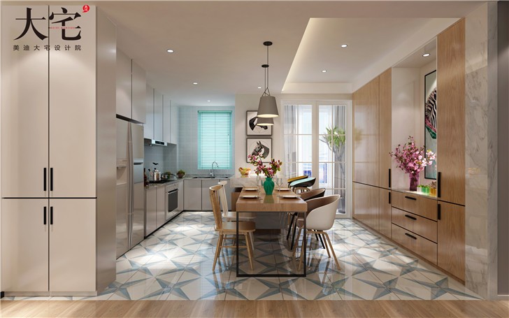 北辰三角洲175平時尚雅痞風裝修案例圖—餐廳