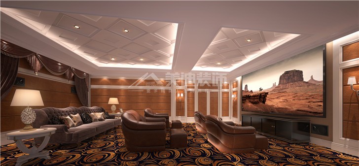 青竹園560平法式風(fēng)裝修案例圖—試聽間