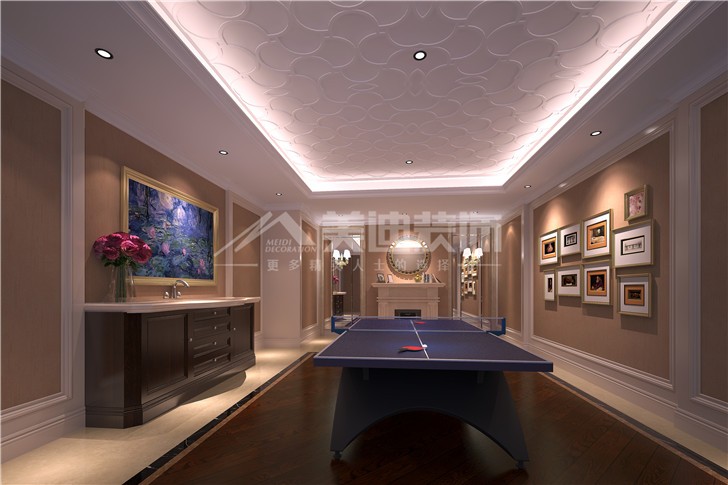 青竹園560平法式風(fēng)裝修案例圖—兵乓球室