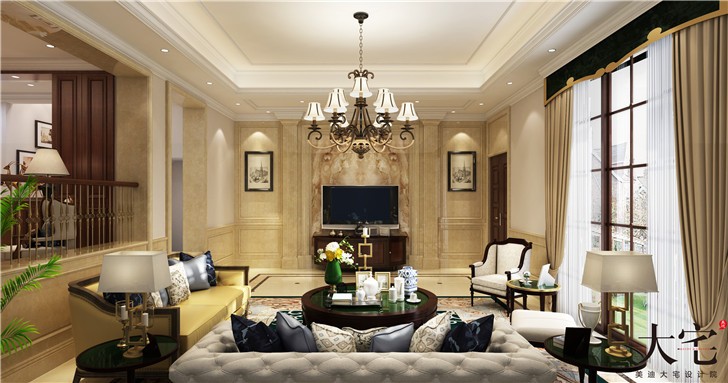 盧浮原著270平歐式風(fēng)裝修案例圖—客廳