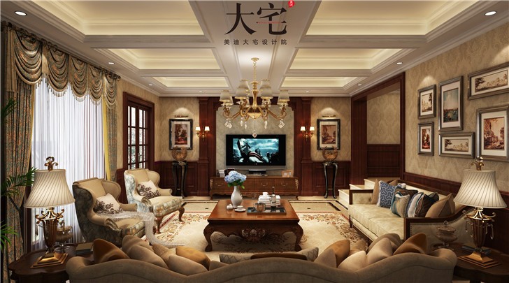 水印加州575平歐式風(fēng)裝修案例圖—客廳