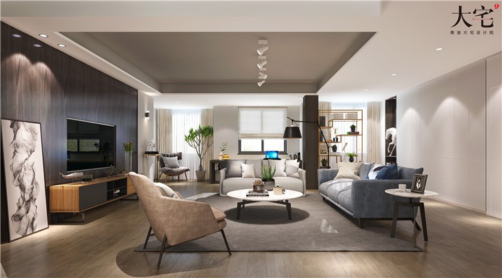 融科東南海185平現(xiàn)代風(fēng)裝修案例圖—客廳