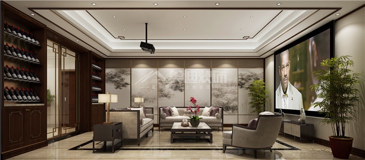 江河中央洋房252平歐式風(fēng)裝修案例圖—客廳