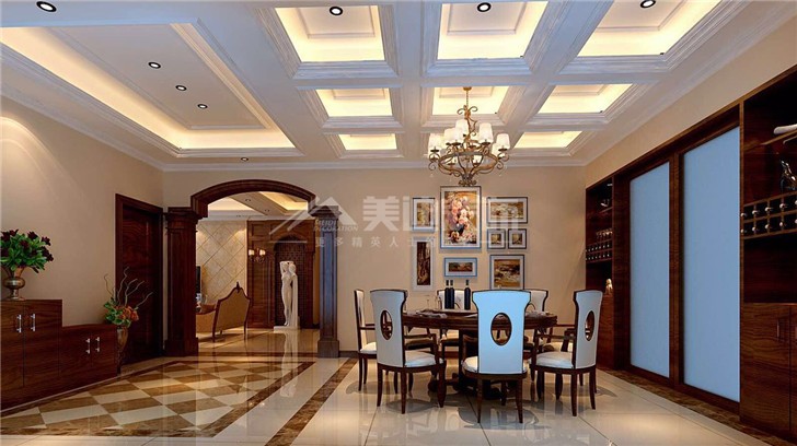 怡海星城200平美式風(fēng)裝修案例圖—餐廳
