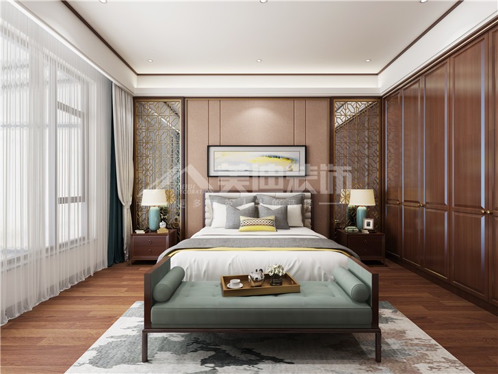 江河中央洋房252平歐式風(fēng)裝修案例圖—臥室