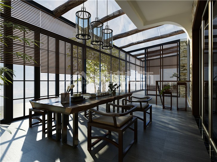 江河中央洋房252平歐式風(fēng)裝修案例圖—陽臺(tái)