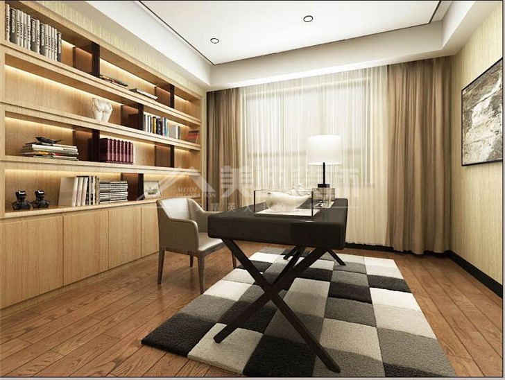 潤江榕園165平簡約風裝修案例圖—書房