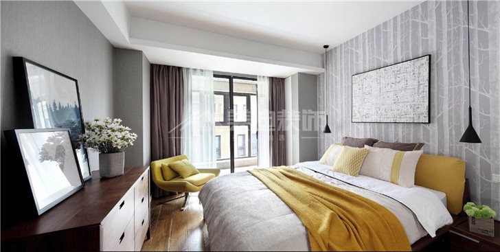 山水灣132平簡歐風裝修案例圖—臥室