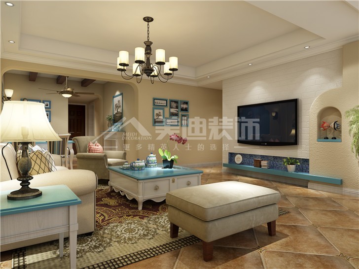 旭輝御府118平歐式風裝修案例圖—客廳