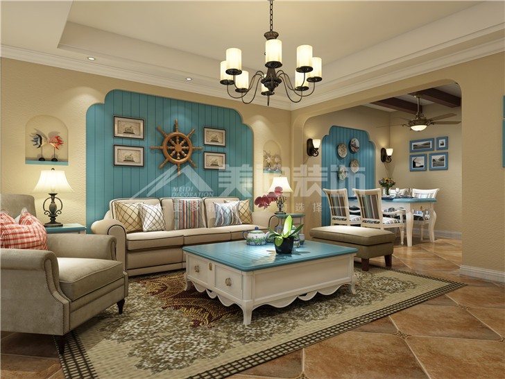 旭輝御府118平歐式風裝修案例圖—客廳