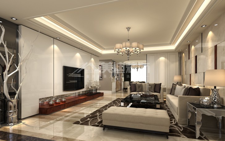 亞華香舍138平歐式風(fēng)裝修案例圖—客廳